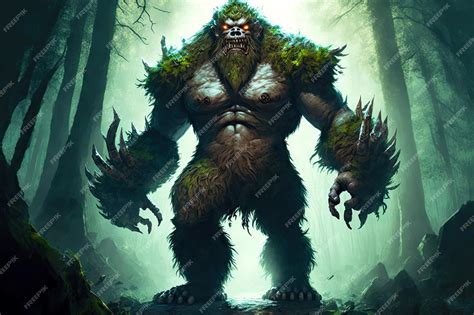 Premium Photo Figure Of Powerful Forest Monster With Bigfoot And