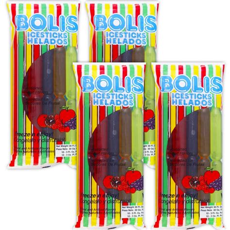 Bolis Freezer Pops - 4 Packs of Frozen Ice Pops In Assorted Fruit Flavors (32 Freezer Popsicles)