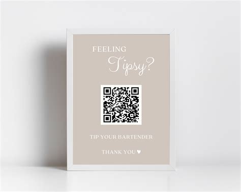 Printable Virtual Bar Tip Sign Template, QR Code Sign, Tip Your ...