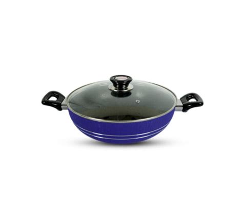 KLASSIC Wok Karahi Pot Short Handle 28Cm With Glass Lid Nonstick