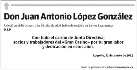 Don Juan Antonio López González Esquela Necrológica La Rioja