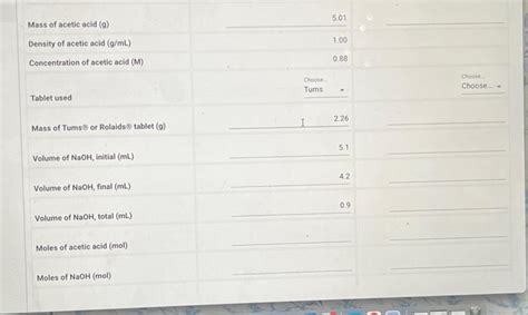Mass Of Acetic Acid 9 Density Of Acetic Acid Chegg