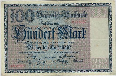 Deutschland Deutsches Reich 100 Mark 01 01 1922 Notgeldschein München