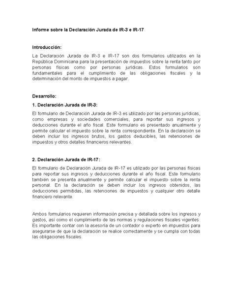 Informe Sobre La Declaraci N Jurada De Ir Estos Formularios Son