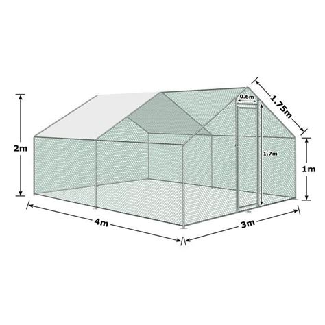 HENGMEI 12 m² Enclos poulailler Acier galvanisé Parc grillagé Cage