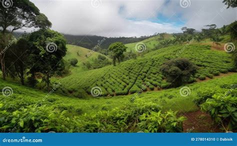 Coffee Plantation. Landscape with Coffee Trees. Generative AI Stock ...