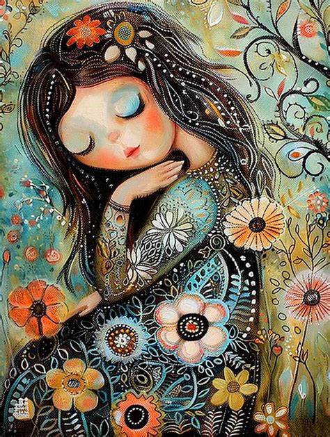 Download Whimsical Painting Young Girl Royalty Free Stock