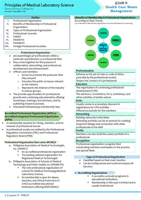 PMLS 1 Lesson 9 - Davao Doctors College Inc. Vera Louis P. Tantoy BMLS ...