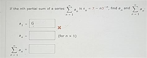 Solved If The Nth Partial Sum Of A Series ∑n1∞an ﻿is