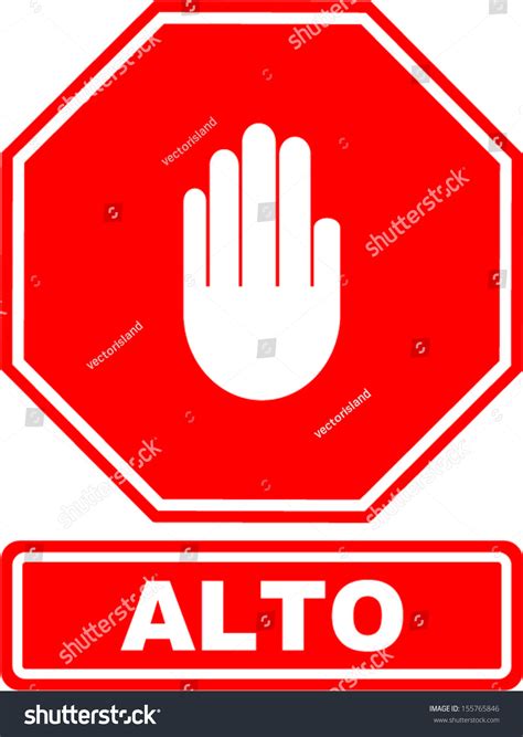 Alto (Stop) Sign With Hand Stock Vector Illustration 155765846 ...