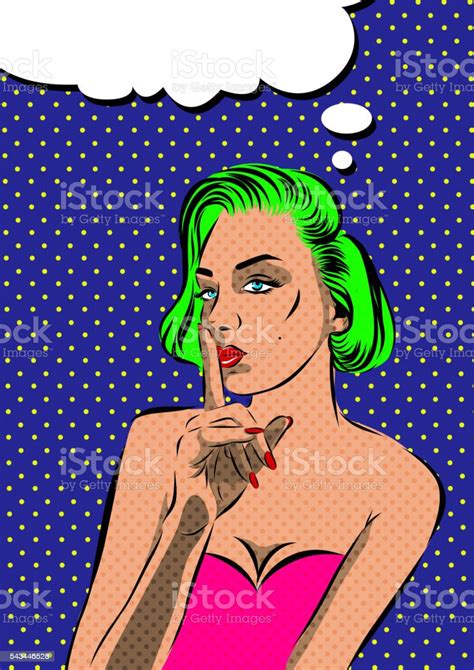 Pop Art Woman On A Polkadots Background Vector Stock Illustration