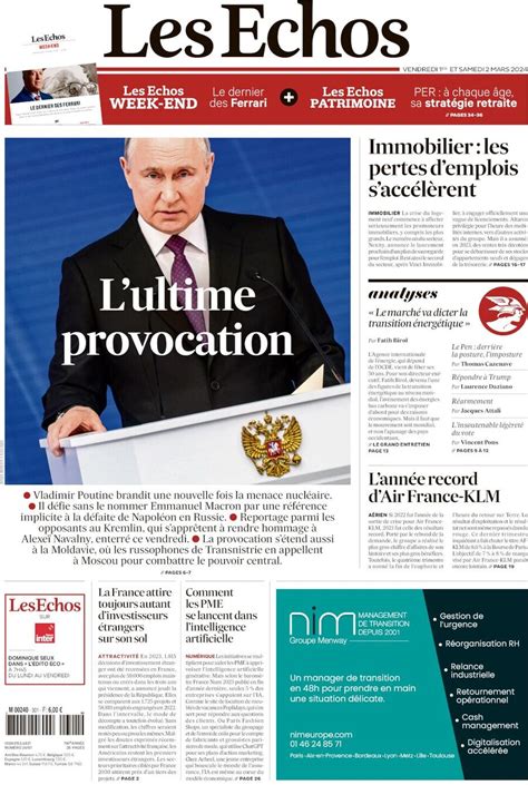 Les Échos Todays Cover Front Pages