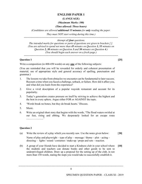 Icse English Language Specimen Paper 2024 Ula Caresse