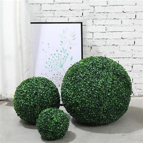 Buy Artificial Plant Topiary Ball Green Grass Decorative Balls Round