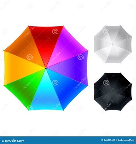 Colorful Umbrella Top View Isolated On White Vector Illustration Stock