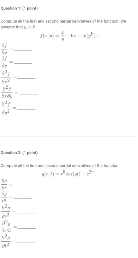 Solved Question 1 1 Point Compute All The First And