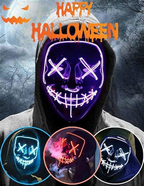 Holiday Purge Scary Mask Costume Mask EL Wire Light Up Mask For