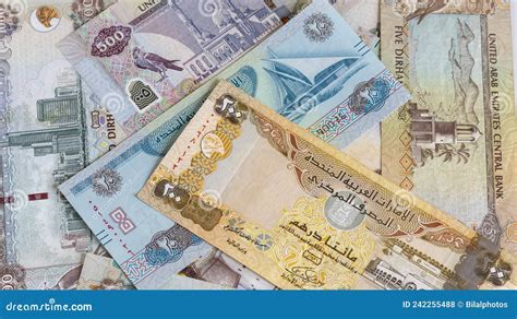 Emirati Dirham Banknotes of Different Denominations Stock Photo - Image ...