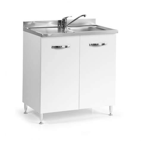 Sottolavello Per Cucina Bianco Frassinato 2 Ante Cm 80x50xH 85 Leroy