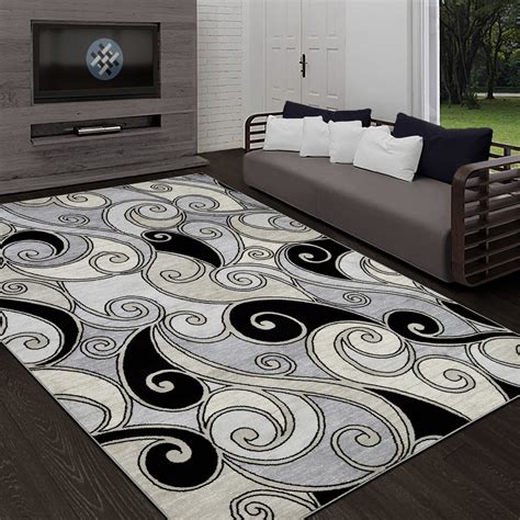 Allstar Modern Accent Rug With Connected Swirl Design Champagne X