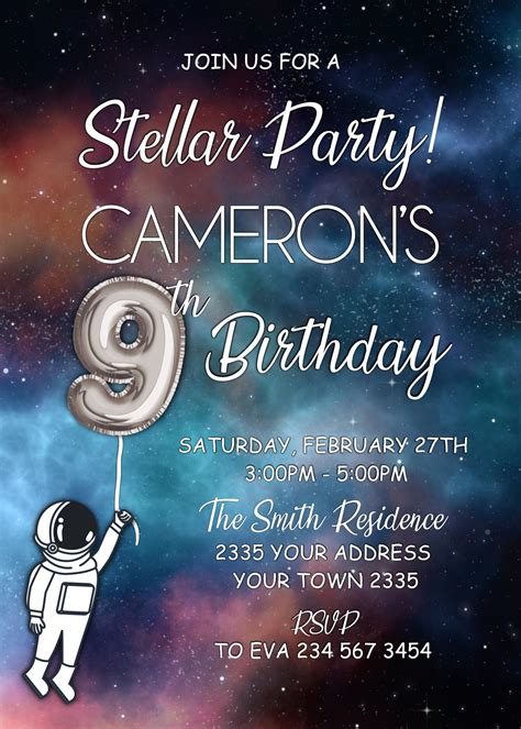 Galaxy Birthday Invitation Stellar Party Invitation Galaxy Etsy