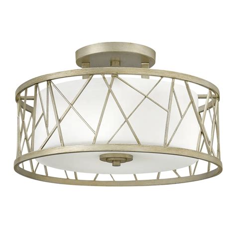 Hinkley Lighting Nest Semi Flush Ceiling Light In Silver Leaf Fitting