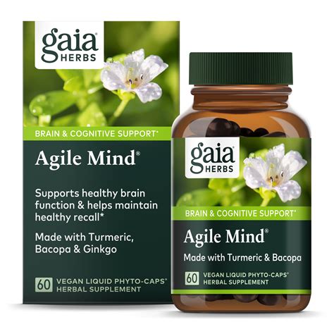 Gaia Herbs Agile Mind 60 Vegan Liquid Phyto Caps 30 Day Supply