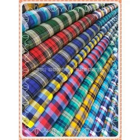 Sri Durgga Exports Checked Pure Cotton Shirting Fabrics GSM 100 150