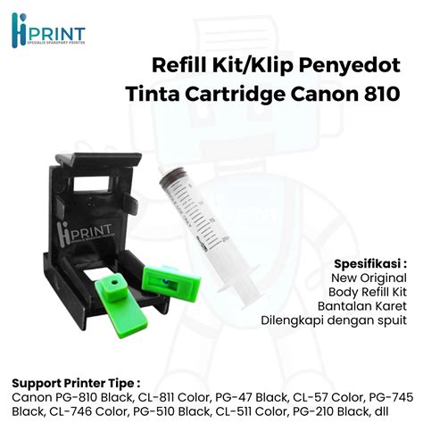 Refill Kit Pg Klip Penyedot Tinta Cartridge Canon G G G