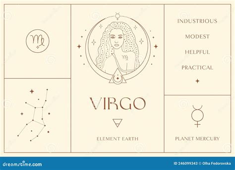 Virgo Zodiac Sign Design Illustrations Esoteric Vector Element Icon