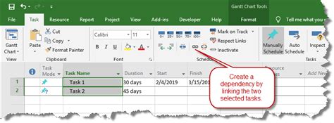 Dependencies Between Tasks Microsoft Project Tips