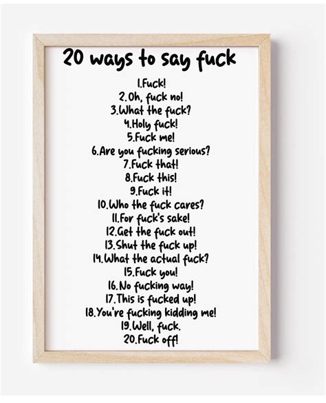 Ways To Say Fuck Funny Printable Funny Home Decor Wall Art Typography Print Swear Print