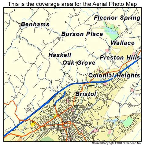 Aerial Photography Map of Bristol, VA Virginia