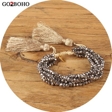 Go Boho Pulsera Mexicana Para Mujer Brazalete Miyuki Con Borlas