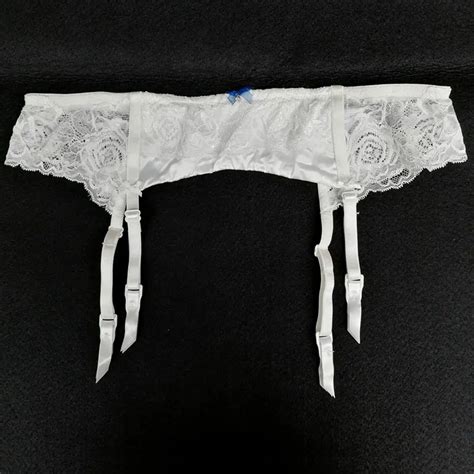 Sexy Garters White Satin Lace Bow Women Sexy Metal Buckles Garter Belt For Stockings Rhinestone