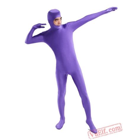 Purple Open Face Lycra Spandex Bodysuit Zentai Suit