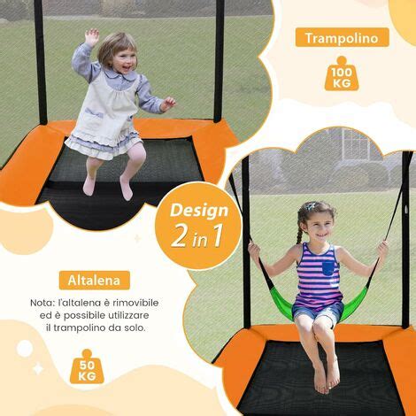 Costway Trampolino Per Bambini Rettangolare Tappeto Elastico Da