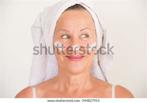 Portrait Friendly Attractive Mature Woman Towel Stock Photo 344827955