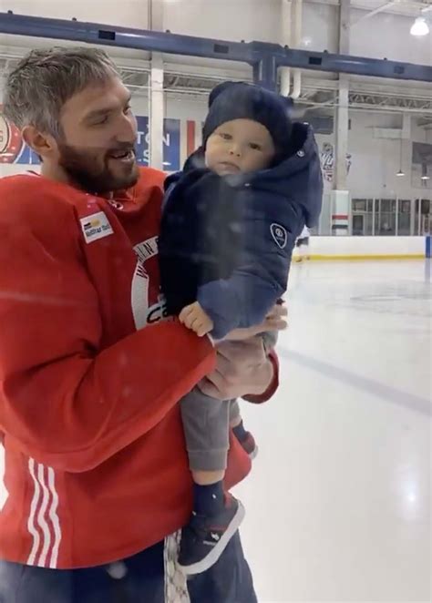 Alex Ovechkin takes baby Sergei out onto the ice before and after ...