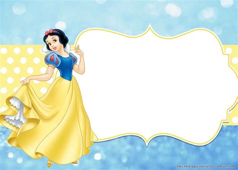 Free Printable Lovely Poses Of Snow White Birthday Invitation