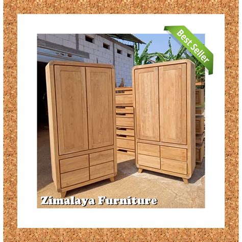 Jual Terlaris Lemari Pakaian Minimalis Kayu Jati Model Retro 2 Pintu