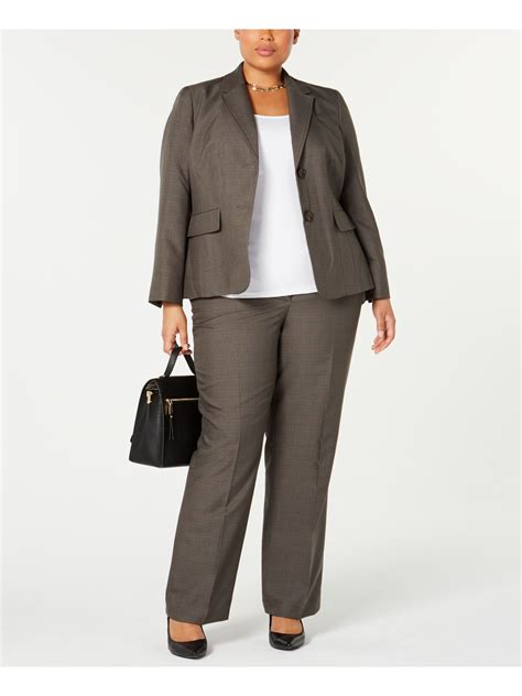 Le Suit Womens Gray Blazer Pant Suit Plus Size 18w Ebay