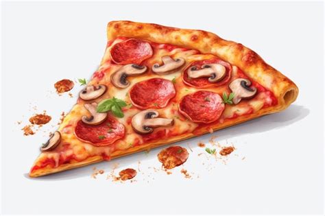 Premium Ai Image A Pizza Slice With Pepperoni And Mushrooms