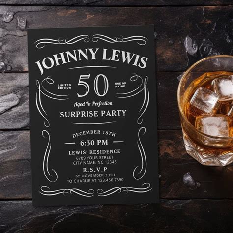 Any Age Whiskey Themed Surprise 50th Birthday Invitation Zazzle