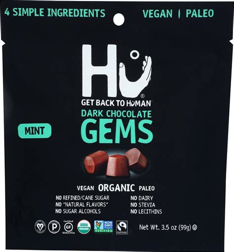 Hu Organic Snacking Mint Dark Chocolate Gems Natural Organic Vegan