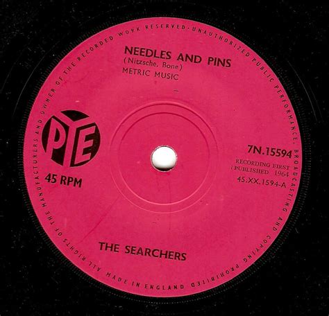 The Searchers Needles And Pins Vinyl Record 7 Inch Pye 1964