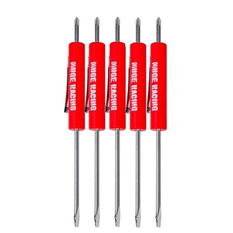 5PCS Red Mini Pocket Screwdriver Flat Head Tip With Phillips Top Pocket