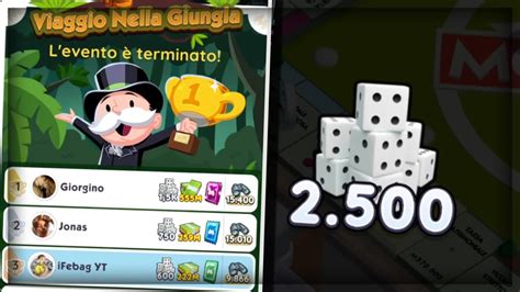 2500 DADI GRATIS SHOPPONI O BUG REGALO CARTE Monopoly GO ITA