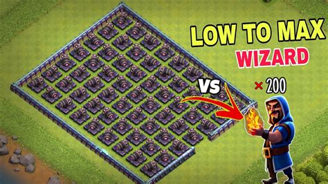 Clash Of Clans Wizard Of Every Level Vs Canon Fight