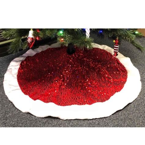 48 Inch Red Sequin Christmas Tree Skirt C118M594OW2